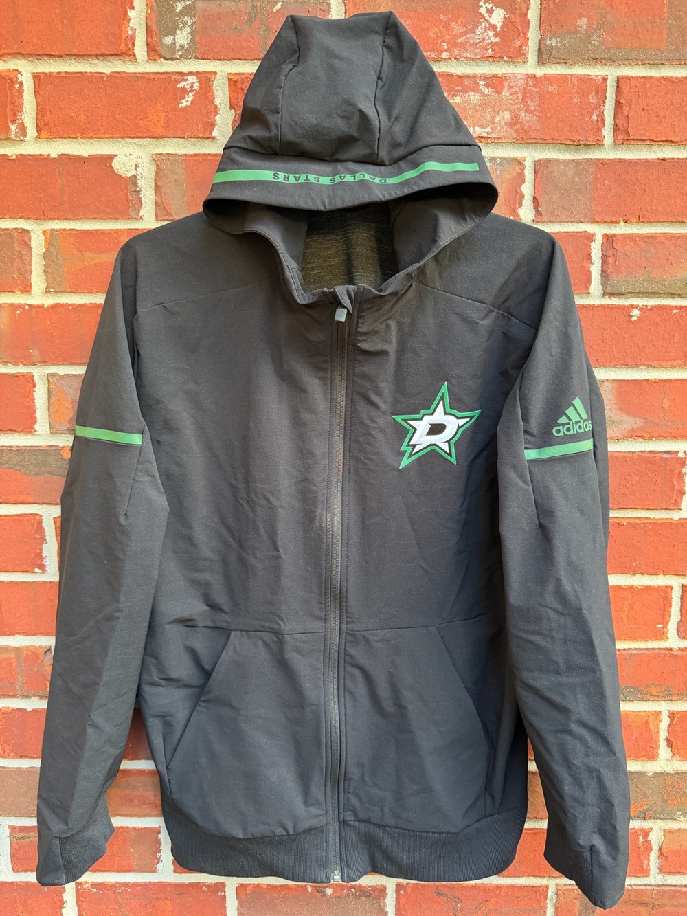Adidas Dallas Stars Men’s XL Full Zip Hooded NHL Black & Green Hockey Jacket F9
